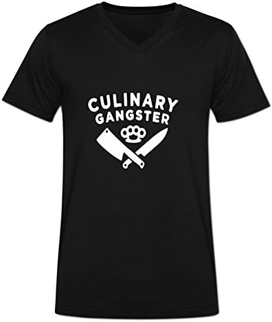 Pokiyod Men's Classic Cool Culinary Gangster Chef Prep Cook Food Cotton V Neck T Shirt XL Black