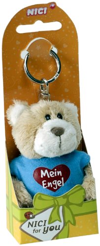 Nici 15101 - B&auml;r "Mein Engel" 10 cm Schl&uuml;sselanh&auml;nger mit T-Shirt, hellblau