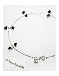 Black Heart CZ Anklet In 92.5 Sterling Silver
