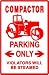 COMPACTOR PARKING roller heavy equipment sign