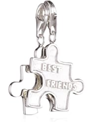 VINANI brand Germany 925 Sterling Silver Charm Pendant Puzzle Piece divisible matte/shiny Inscription best friends HPZB