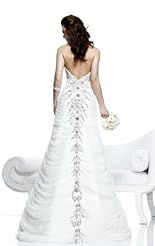 Strapless Mermaid Chiffon/Taffeta/Tulle Beaded Crystal Crystals Lace-Up Applique Wedding Dress 