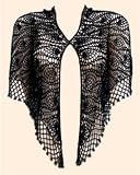 Hand-Crocheted Triangle Shawl - Hand-Crocheted Triangle Shawl, Black