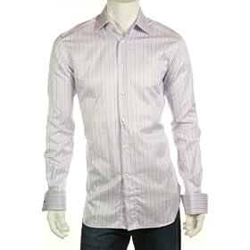 Ermenegildo Zegna Purple Satin French Cuff Comfort Fit Dress Shirt, Size 15 X 38
