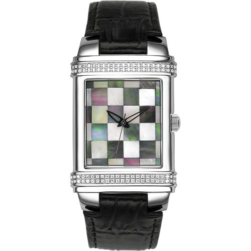 Technocrat Swiss Made Unisex Diamond Watch with Black Leather Strap (Diamond Wt. 0.54 carat)