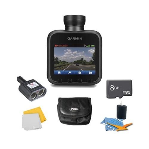 Dash Cam 10 Standalone HD Driving Recorder Plus Deluxe 8GB Accessory Bundle. Bundle Includes Dash CAm 10, 8GB Micro SD Memory Card, International 2 Socket Cigarette Lighter Adapter, Deluxe Carrying Case, Cleaning Kit, and Micro Fiber Cleaning Cloth.