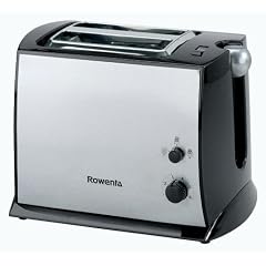 Rowenta TP-035 Toaster, schwarz/Edelstahl, 2 Scheiben-Toaster,  integrierter Br�tchenaufsatz