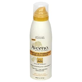 Aveeno Active Naturals Sunblock Spray, SPF 45 , 5-Ounce (Pack of 2)