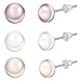 YAN & LEI Sterling Silver 6MM Freshwater Cultured Pearl Button Stud Earrings - Handpicked AAA Quality