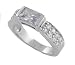 Sterling Silver Rectangular Cut Ring with CZ Accents
