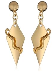 Roman Luxe Gold-Tone Tailored Kite Shaped Drop Earrings