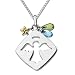 XPY Sterling Silver and 14k Gold Angel with Gem Charms Pendant, 18"
