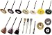 16 Piece Brush & Wheel Assortment Set for Rotary Tools - Cleaning, Polishing, Buffing, Rust Removal