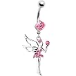 Pink Cz Gem Paved Fairy Belly Ring