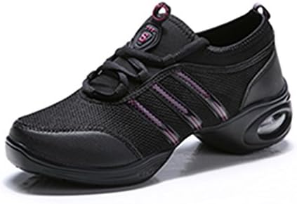 SITYLE Women's Breathable Hi-Step Jazz Soft Sole Dance Sneaker,us 6.5,Black