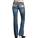 New Miss Me American Flag White Leather Rhinestone Pocket Boot Cut Womens Jeans / JP6059B