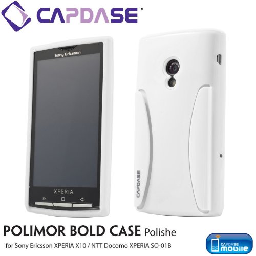 CAPDASE docomo Xperia (SO-01B) / X10 Polimor Bold Protective Case with Screen Protector, Polish White 「ドコモ SO-01B (エクスペリア) / X10専用 カードホルダー付きハードケース」ポリマー・ボールド・プロテクティブ ケース (液晶保護シート 付き) ポリッシュ・ホワイト PMSEX10-B122