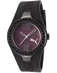 Puma Straps Grid Crystal Accents Black Dial Womens watch #PU101122010