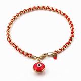 Kabbalah Bracelet - 14K Gold Vermeil Kabbalah Red Evil Eye Bracelet, 7 inches