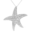 Sterling Silver Polished Starfish Necklace