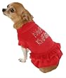 Dog Dress - Fancy Holiday Red Velour with Rhinestones - Merry Christmas Pet Dress - X-Small (XS)