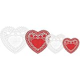 Amscam Valentines Multipack Paper Doilies, 4"/6"/8"/10", Red/White