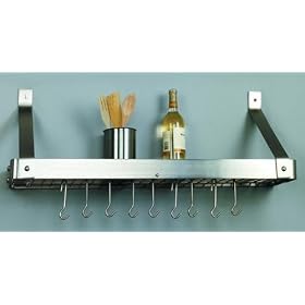 Buy 38 x 8 1 2 Satin Nickel Bookshelf Pot Rack w 12 Hooks