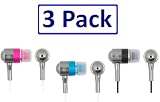 A4Tech SecureFit Metallic Super Bass Earphone In Ear Earbuds MK-650 For iPod - MP3 - MP4 - & All Audio Players - Assorted Colors - 3 Pack - Blue, Pink & Black
