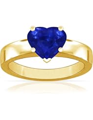 14K Yellow Gold Heart Cut Blue Sapphire Solitaire Ring (GIA Certificate)