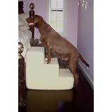 Pet Stairs Petstairz 3 Step Big Dog Foam Pet Step and Pet Stair with Beige Removable and Washable High Curly Pile Shearling Cover for Pets up to 70lbs.
