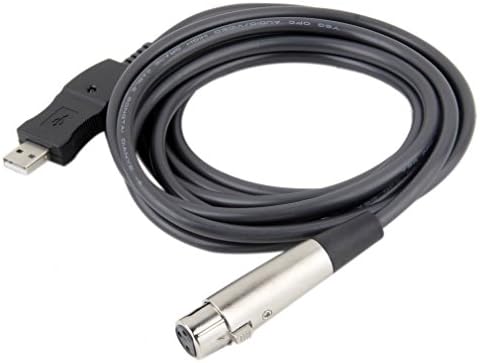 Fuvetech US Cable XLR Female to USB Male 3m 9ft. Black Cable Cord Adapter Microphone Link B2