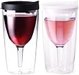 Vino2Go 2 Pack Clear Double Wall Acrylic Tumblers with 1 Frost and 1 Black Lid