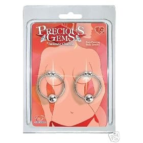 Silver Nipple Thrill Rings - Non Piercing Body Jewelry - Precious Gems
