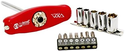 Proferred S39001 Tiny Bone 5 in 1 Ratchet Handle, 1/4" Drive (72 Teeth), Red and Silver