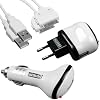 mumbi 4-in-1 Zubeh�rset f�r Apple iPhone/iPod (1 x USB Netzteil Ladeger�t, 1 x KFZ Ladekabel, 2 x USB Datenkabel)