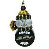 Pack of 4 NHL Anaheim Ducks LED Lighted Puck Snowmen Christmas Ornaments