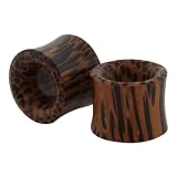 Pair of Natural Coco Wood Double Flared Tunnel Plugs 6mm 2 Gauge