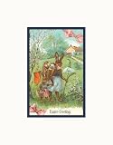 Easter Greetings, Spectacled Rabbit in Dress Animals Pre-Matted Poster Print, 11x14
