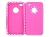 Hot Pink Bling Rhinestone Faceplate Diamond Crystal Silicone Rubber Case Co ....