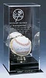 Collectors Tall, Custom, High-Style, Mirror Back Single Ball Display Case with Engraved MLB Team