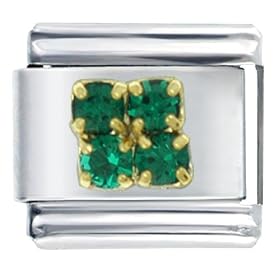 May Emerald Birthstone Italian Charms Bracelet Link by Green-Tourmaline Bracelets