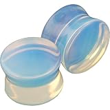 Pair of Opalite Stone Double Flared Plugs: 4g