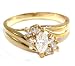 Worthington Ladies Cubic Zirconia CZ Marquise Cut 925 Sterling Silver with 14k Gold Overlay Fashion Ring Size 10 Comes in Gift Box