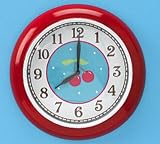 Cherry Wall Clock 12 Diameter Large Numbers Red & Blue