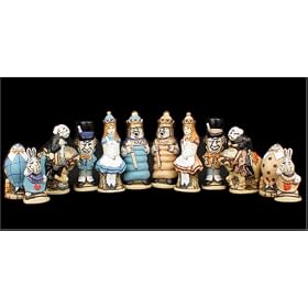 Alice in Wonderland Hand Painted Theme Chess Set by thechessstore