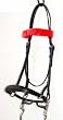 NEW Black Leather Walking Horse Bridle Red Patent Brow