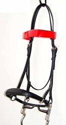 NEW Black Leather Walking Horse Bridle Red Patent Brow