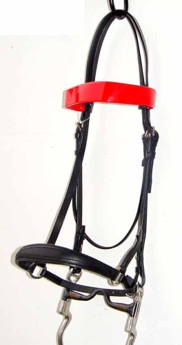NEW Black Leather Walking Horse Bridle Red Patent Brow