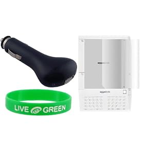 2n1 Combo - Non-OEM Black Universal USB Car Charger + Screen Protector - Compatible with Amazon Kindle 2 eBook / Book Reader