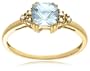 10k Yellow Gold, March Birthstone, Aquamarine and Diamond Ring, Size 7